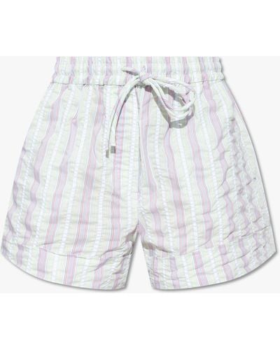 Ganni Striped Shorts - White