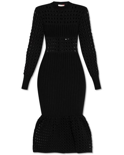 Alexander McQueen Openwork Dress, - Black