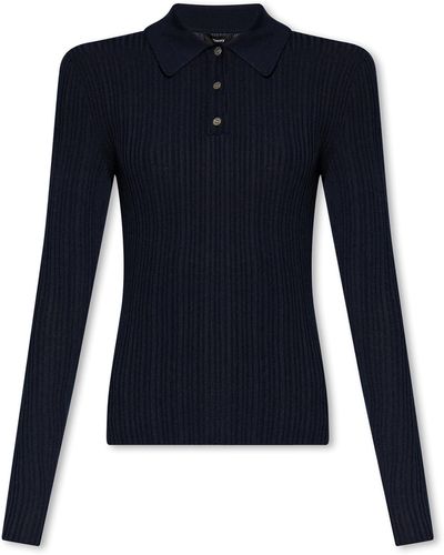 Theory Sweater With Buttons, ' - Blue