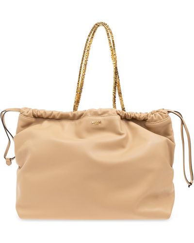 Moschino Leather Shopper Bag, - Natural