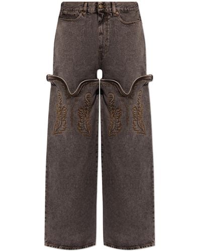 Y. Project Jeans With Detachable Legs, - Brown