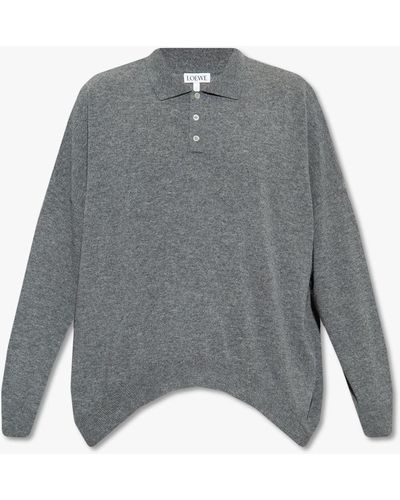 Loewe Wool Sweater With Collar - Gray