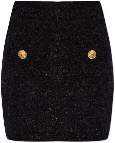 Balmain Tweed Skirt, - Black