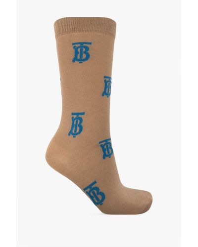 Burberry Socks With Logo - Blue