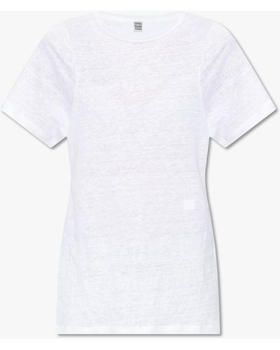 Totême Linen T-shirt With Logo - White