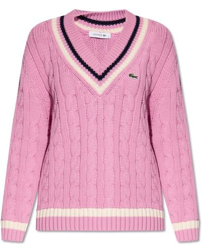 Lacoste Jumper With Logo Patch, - Pink