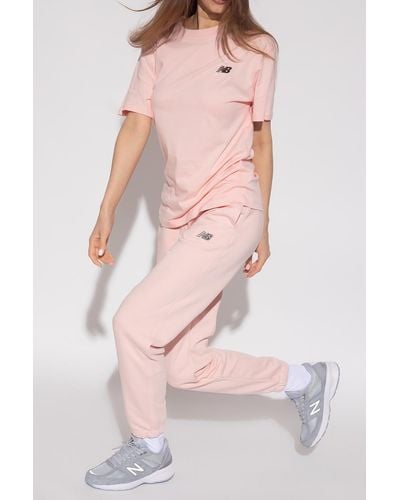 New Balance Sweatpants With Logo - Pink