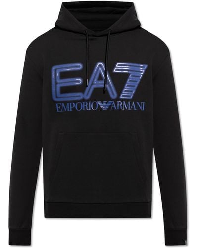 EA7 Hoodie With Logo, - Black
