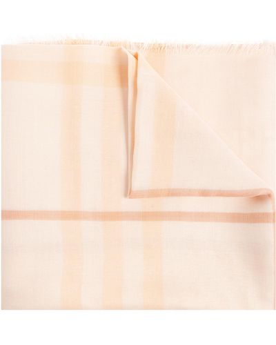 Burberry Scarf With Logo, - Pink