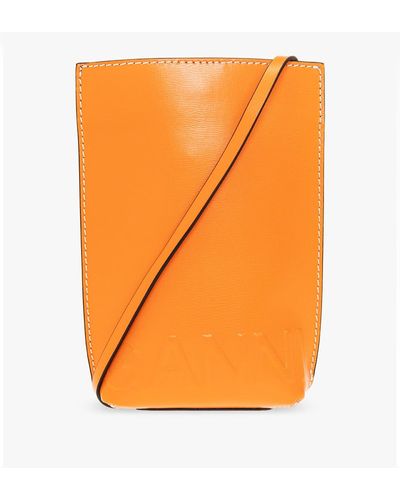Ganni Shoulder Bag With Logo - Orange