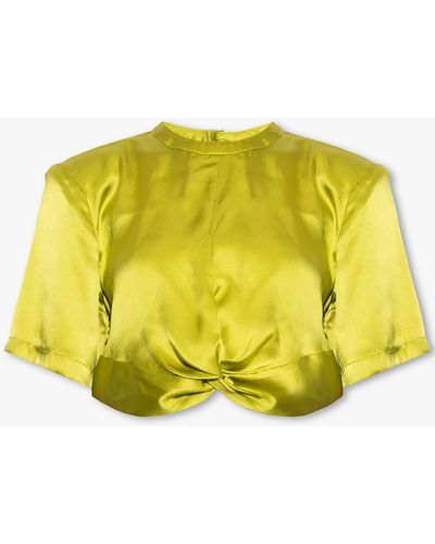 Gestuz ‘Sivalagz’ Cropped Satin Top - Yellow