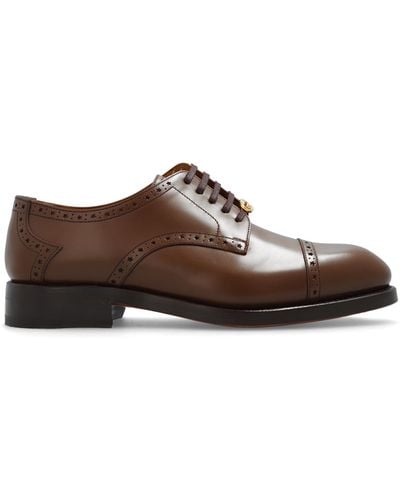 Gucci Leather Derby Shoes - Brown