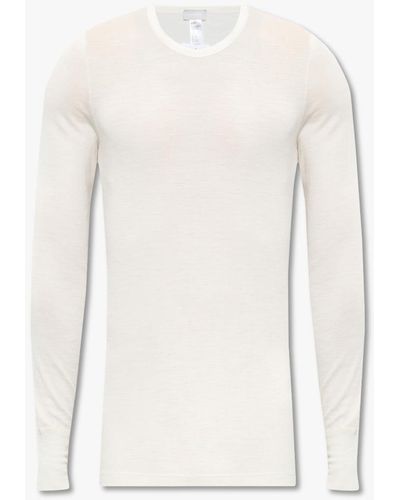 Hanro T-shirt With Long Sleeves, - White