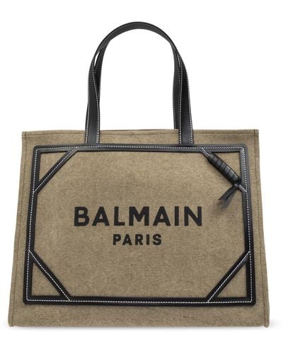 Balmain Shopper Bag With Logo, - Natural
