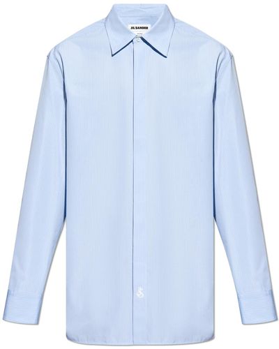 Jil Sander Striped Pattern Shirt, - Blue