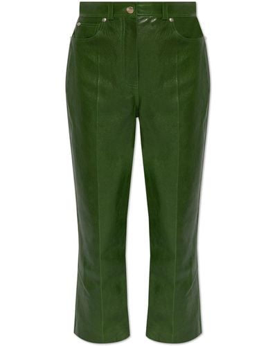 Ferragamo Leather Trousers By - Green