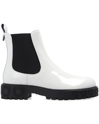 Ferragamo 'varsi' Leather Ankle Boots - White