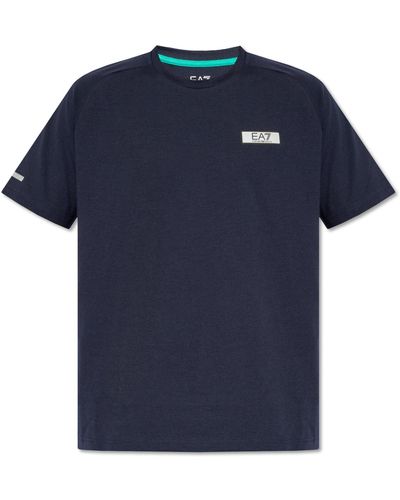 EA7 T-shirt With Logo, - Blue