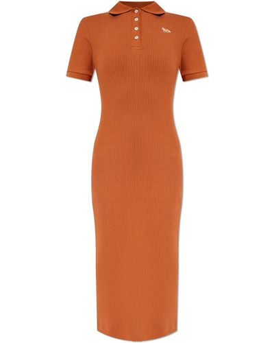 Maison Kitsuné Polo Dress, - Orange