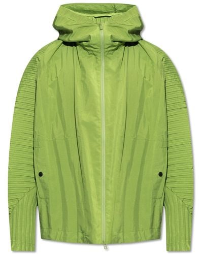 Homme Plissé Issey Miyake Jacket With Pleated Sleeves - Green