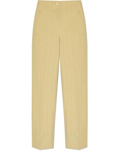 Ganni Striped Pattern Trousers, - Yellow