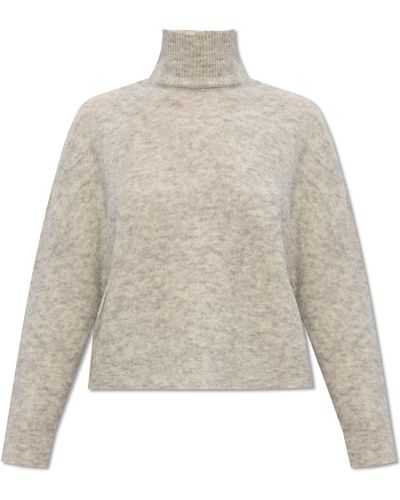Emporio Armani Turtleneck Sweater With Back Buttons, - Natural