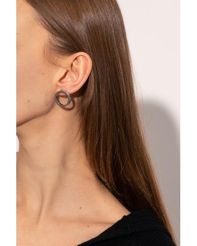 Maison Margiela Silver Earrings With Logo, - Metallic