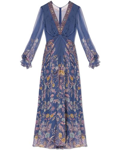 Etro Floral Pattern Dress, - Blue