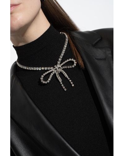 Balenciaga Silver Bow Necklace - Black