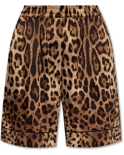 Dolce & Gabbana Shorts With Animal Motif - Brown