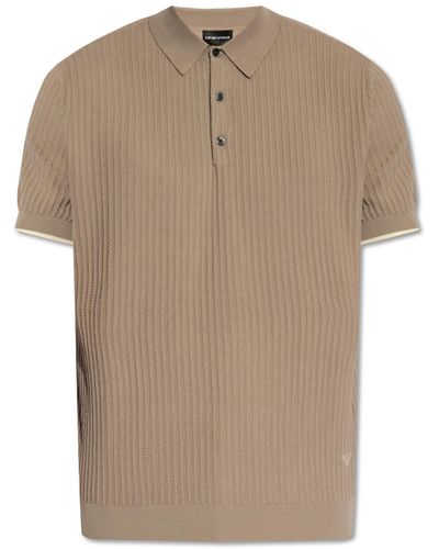 Emporio Armani Cotton Polo Shirt, - Natural