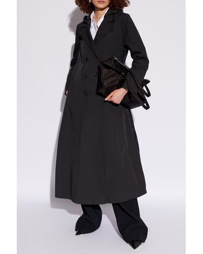 Emporio Armani Trench Coat With Detachable Hood, - Black