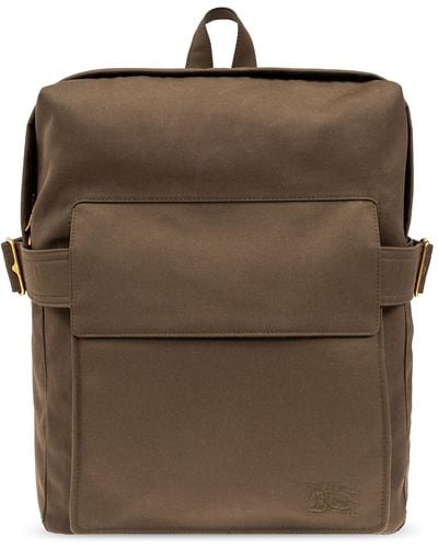 Burberry Embroidered Backpack, - Brown