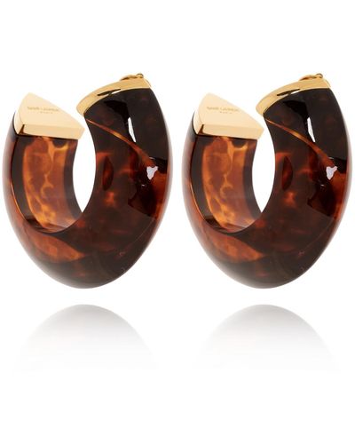 Saint Laurent Resin Earrings, - Brown