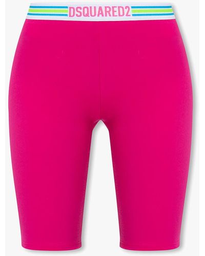 DSquared² Cropped Leggings With Logo, - Pink