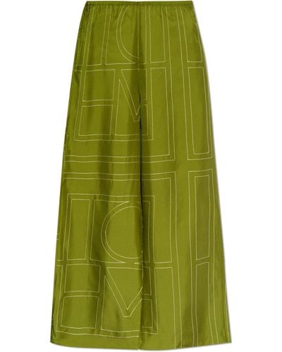 Totême Silk Trousers, - Green