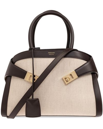 Ferragamo 'hug Small' Shoulder Bag, - Natural