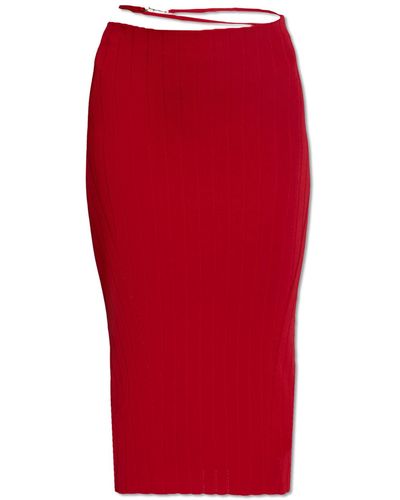 Jacquemus 'pralu' Ribbed Skirt, - Red