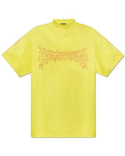 Balenciaga Logo-printed T-shirt, - Yellow