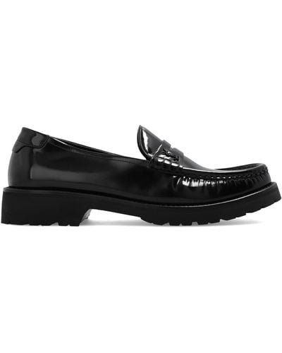 Saint Laurent Leather Loafers, - Black