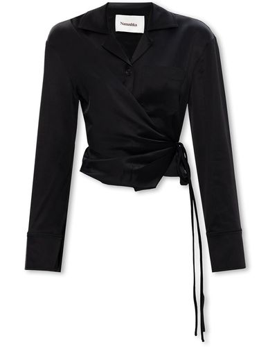 Nanushka 'merano' Cropped Shirt - Black