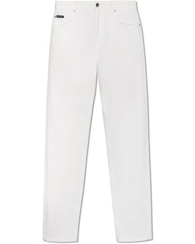 Dolce & Gabbana Jeans With Logo Application, - White
