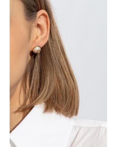 Casablanca Earrings With Logo - Brown