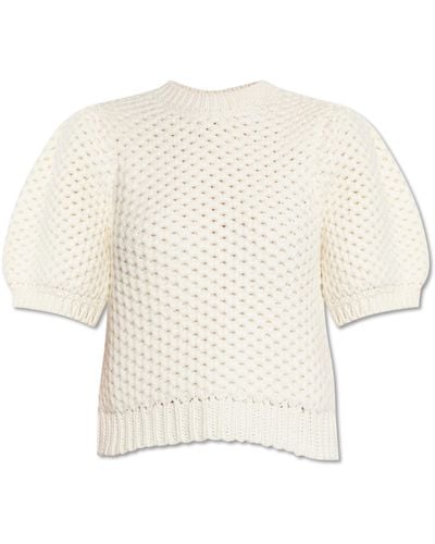 Anine Bing 'brittany' Jumper With Short Sleeves, - White