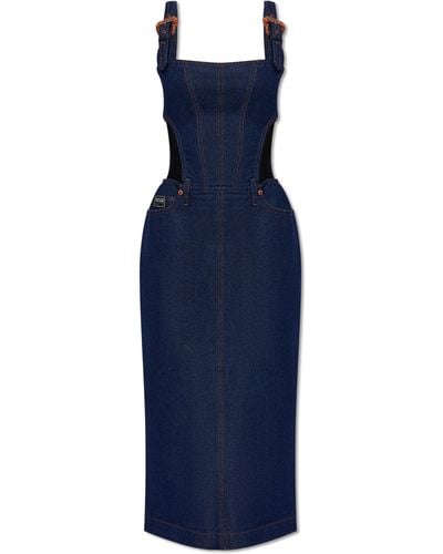 Versace Denim Slip Dress, - Blue