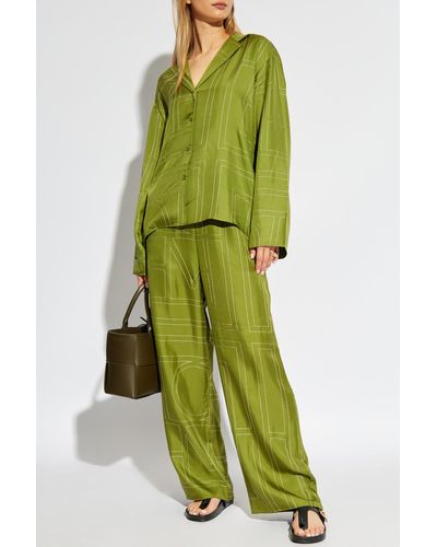 Totême Silk Pants, - Green