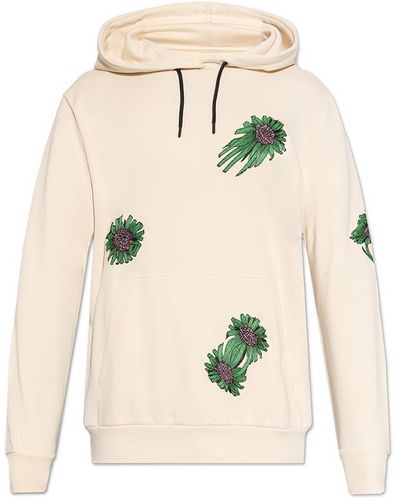 Paul Smith Hoodie With Floral Motif - Natural