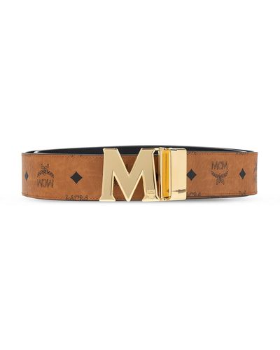 MCM Belt With Logo - Brown