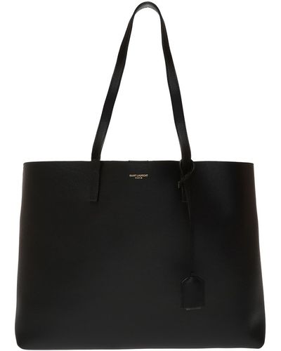 Saint Laurent Logo-print Large Leather Tote Bag - Black
