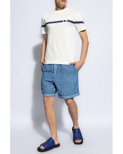 Burberry Linen Shorts, ' - Blue